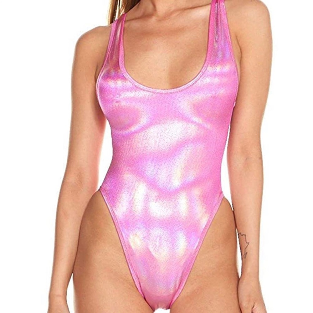 iHeartRaves Spectrum High Cut Holographic Bodysuit